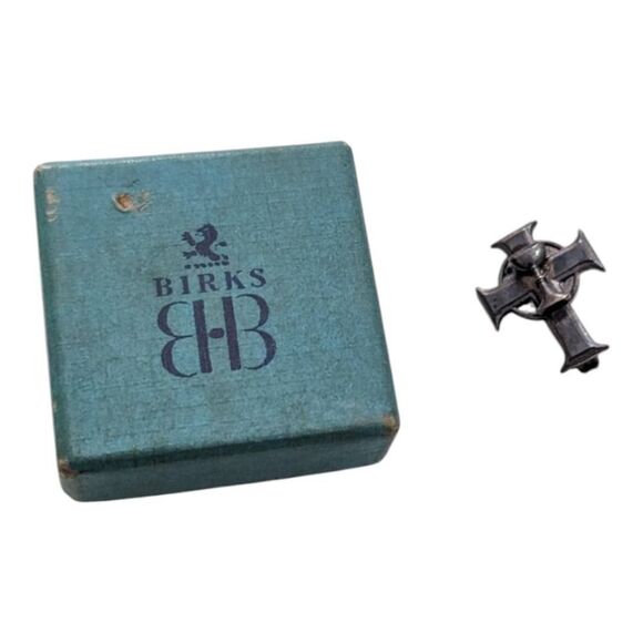 Birks Sterling Silver Cross with Chalice Pin Brooch In Box First Communion - Picture 1 of 4